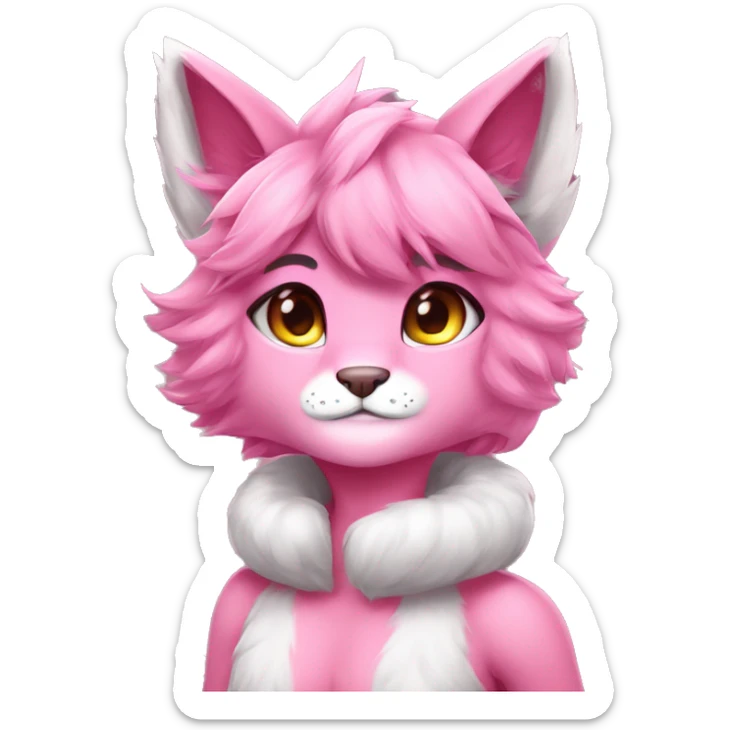 Anthropomorphic Anthro Pink Sona Lynx-Fakémon Furry Full Body sticker