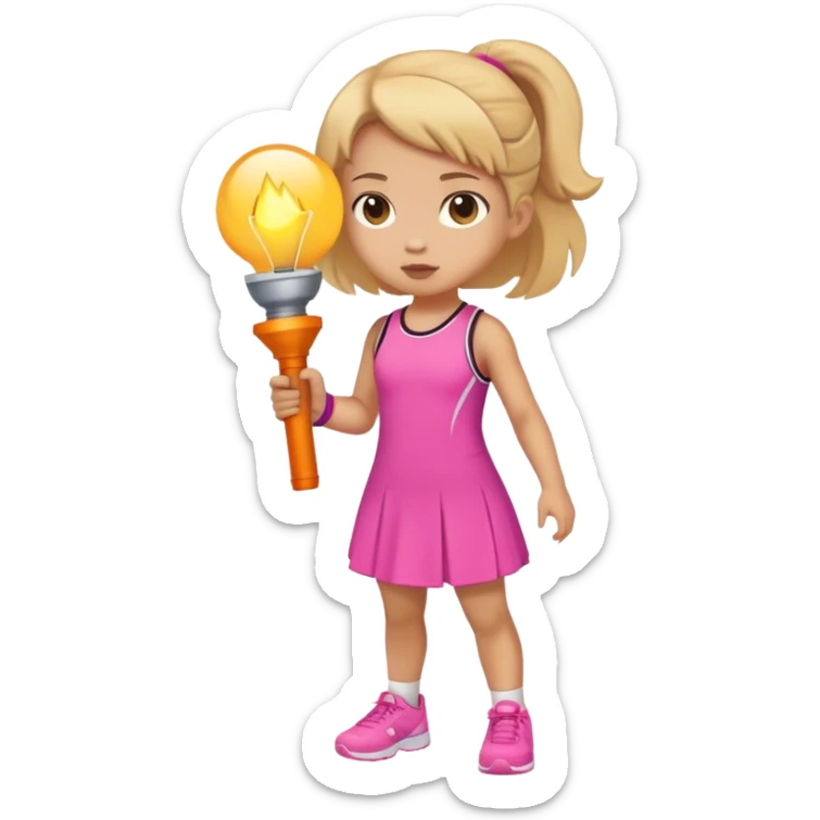 little girl in sporty dress with torcia sticker