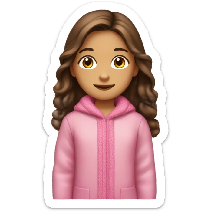 winter, christmas, hispanic, long brown hair, 6 year old little girl, brown eyes, child, full body, pink sweater coat sticker