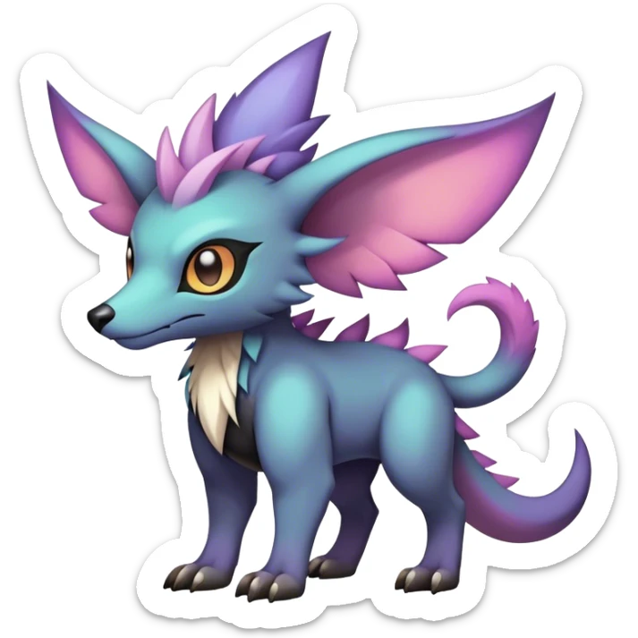 cool colorful dark pastel edgy fantasy animal hybrid Fakemon full body sticker