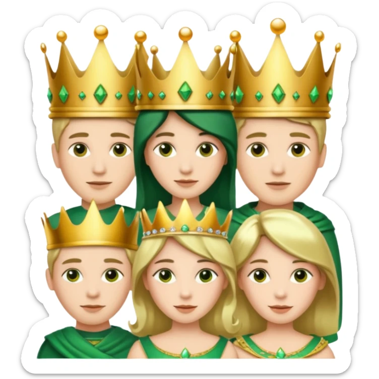 Several people with a crown that unites them with golden and green colours sticker