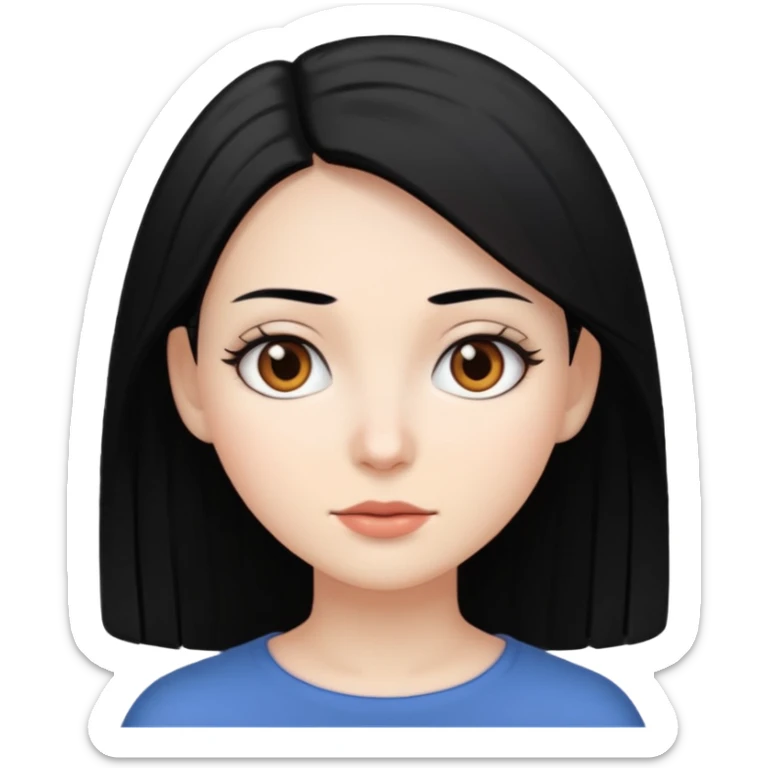 professional with white skin, straight hair black, brown eyes, woman sticker