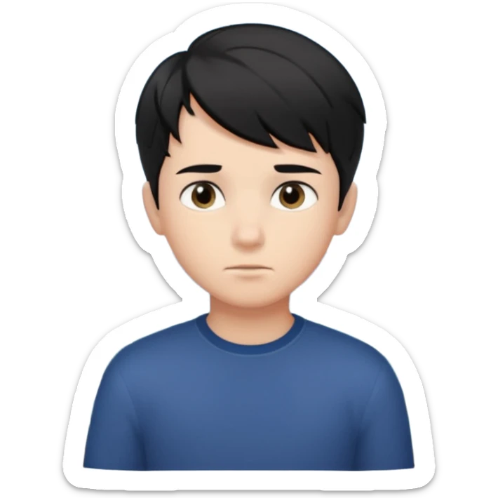 An Emoji of boy with short black hair, who can be described by three words: perfectionist, air, ocean sticker