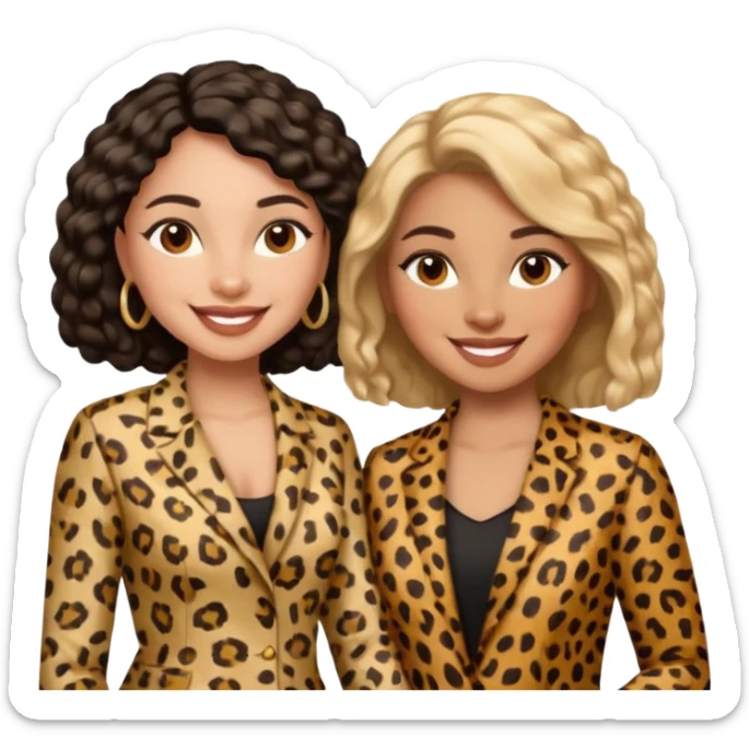 Latina woman and black woman in cheetah print outfit sticker