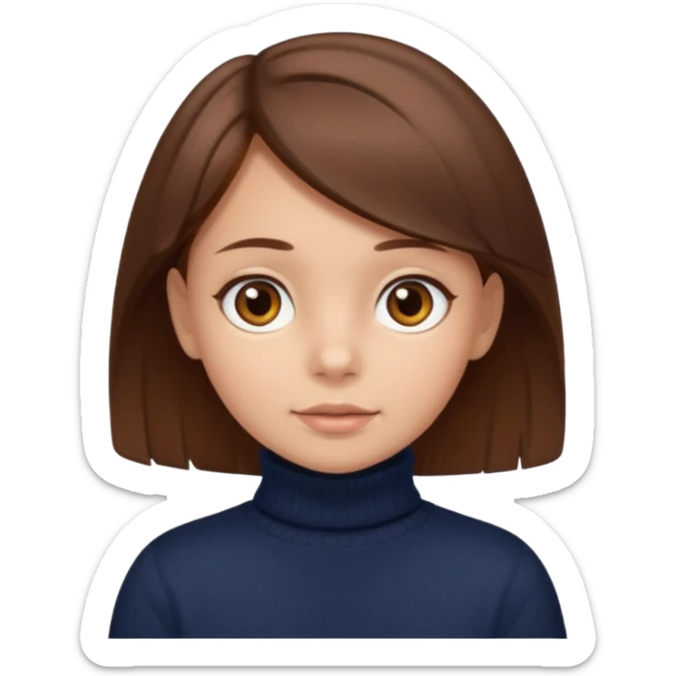 Niña pelo castaño, ojos marrones, 5 años jersey cuello vuelto sticker