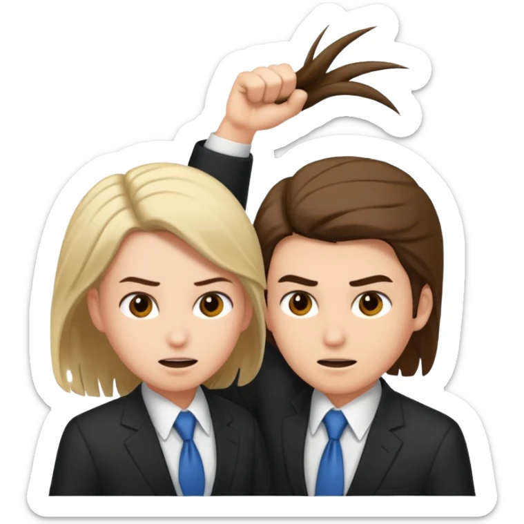 concurrents, deux chefs d'entreprise qui se tire les cheveux ils se battent  sticker