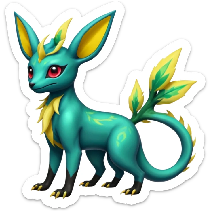 Dark Shiny Edgy Exotic Electrike-Salandit-Leafeon-Umbreon-Fakémon-hybrid-creature (full body)  sticker