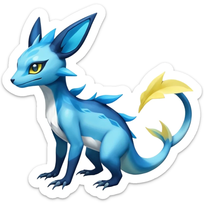 Colorful Dark Shiny Exotic Salandit-Aurorus-Glaceon-Fakémon-hybrid-creature (full body)  sticker