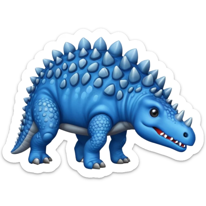 As un emoji de el dinosaurios ANQUILOSAURIO de perfil en color azul que sea bebe y tenga un efecto mas animado que sea mas animado y sin tantos picos pero que sea ANQUILOSAURIOno se parese a un ANQUILOSAURIO  sticker