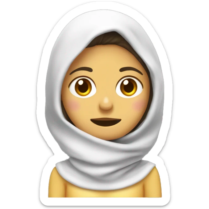 Chica con albornoz, toalla en la cabeza y mascarilla en la cara sticker