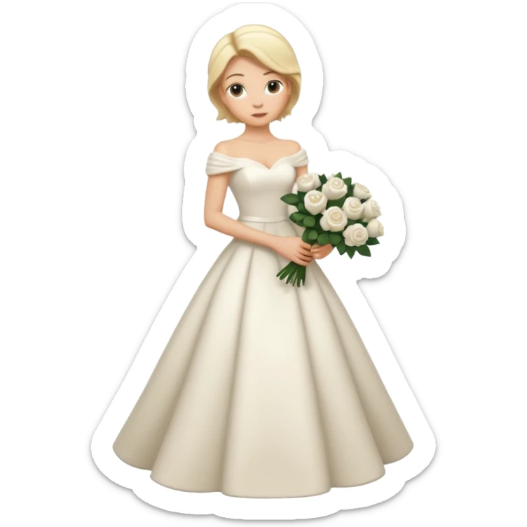 Chica blanca,pelorubi, pelo recogido, vestido novia invierno cuerpo entero sticker