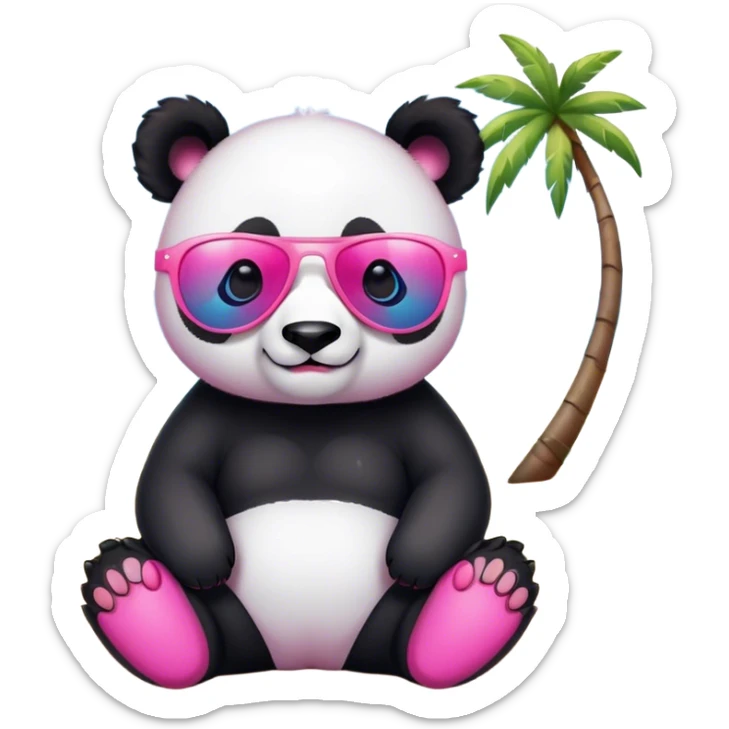 Cinematic meme worthy cute cool sexy pink and blue mix panda in sunglasses and on beach sticker