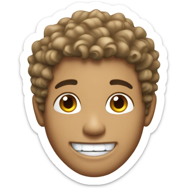 Light skin male with curly hair and ear studs. Make him smile and wink. Gift him grillz sticker