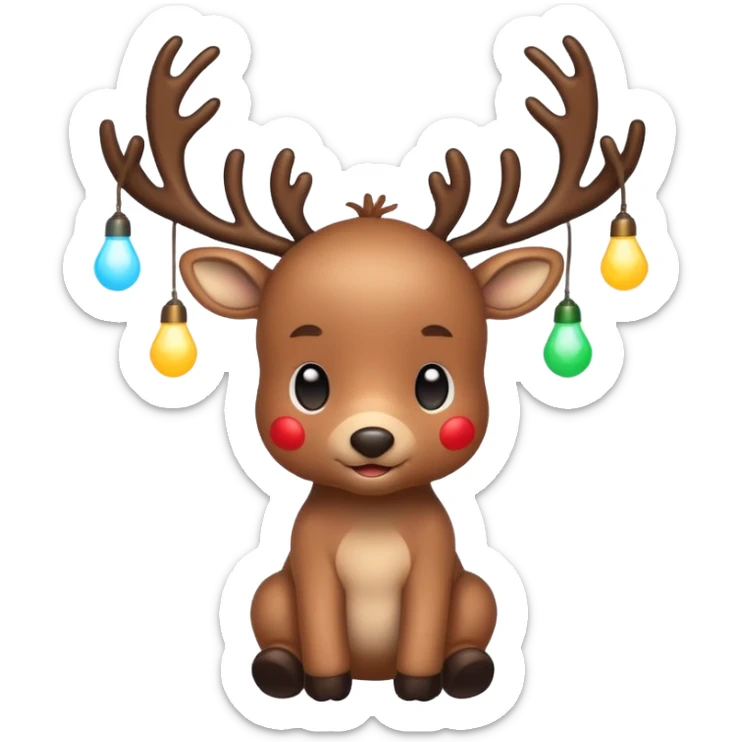 reindeer baby  cute, full body lights whire aropund his head sticker