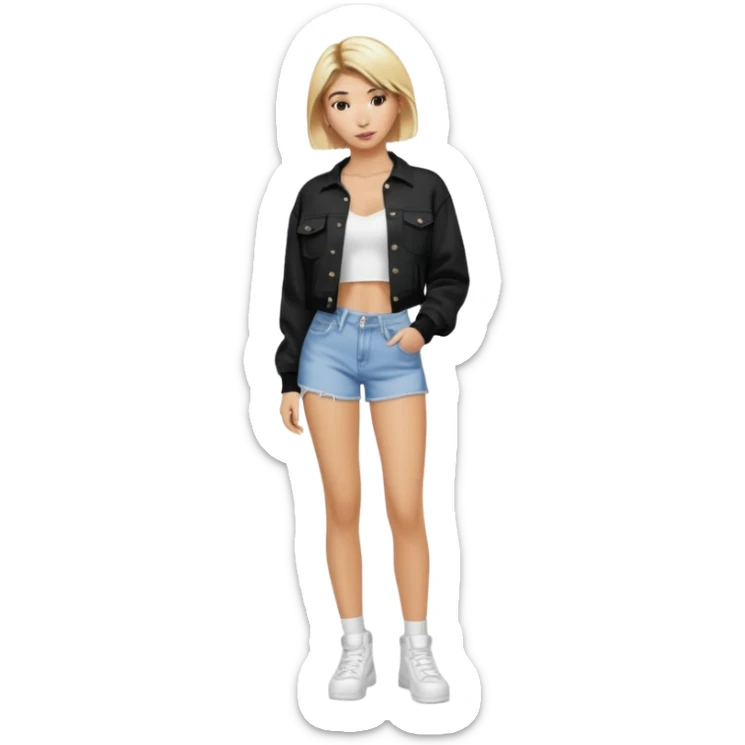 Hailey bieber cheveux court blond voir tout le corps  sticker