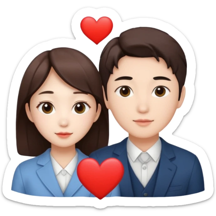 Add the letter "재경“ and "윤”. I want gorgeous and lovely mood. We are couple so I want heart symbol. sticker