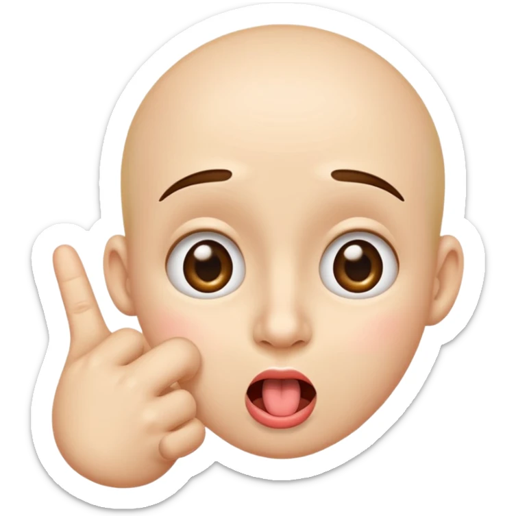 cartoon face, no tongue, both index fingers pointing at cheeks, expressing shyness or playfulness sticker