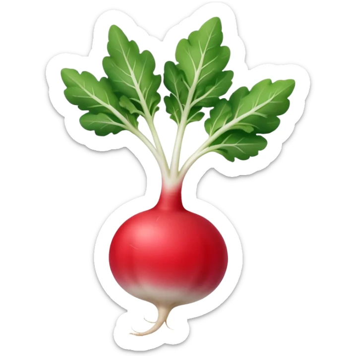 smaller radish UK plant with a bit of white on the bottom of the radish sticker