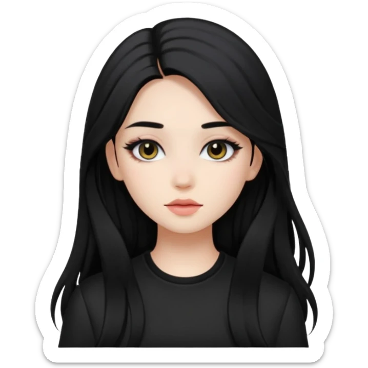 Girl with black and long hair with aesthetic clothes and with aesthetic makeup  sticker