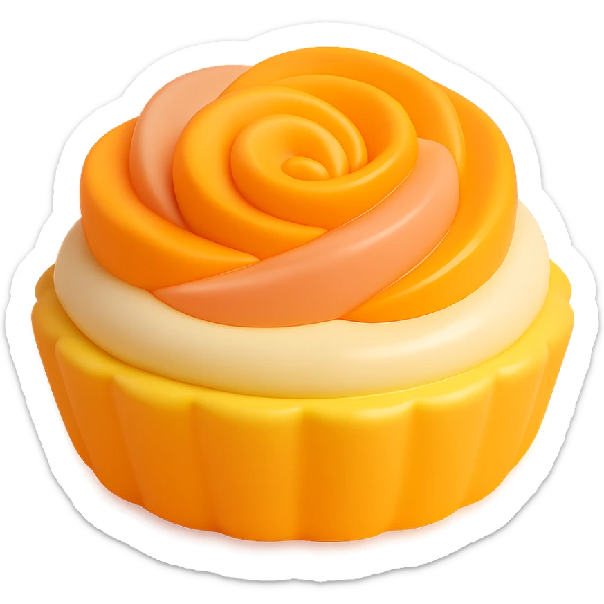 3D vinyl figure fruit tart large tart with vanilla cream, spiral of thinly sliced peaches and apricots, smooth vinyl look sticker