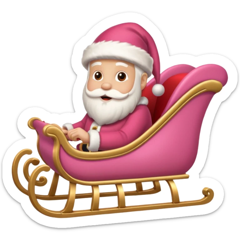 Pink sleigh with a pink santa inside, text on top of it that says "sleigh"  sticker