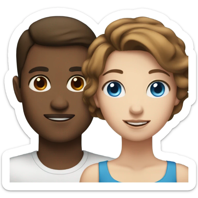 Male with blue eyes brown hair with female with brown hair and blue eyes  sticker