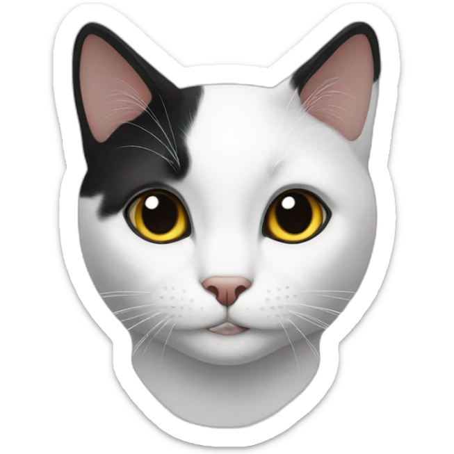 white and black cat sticker