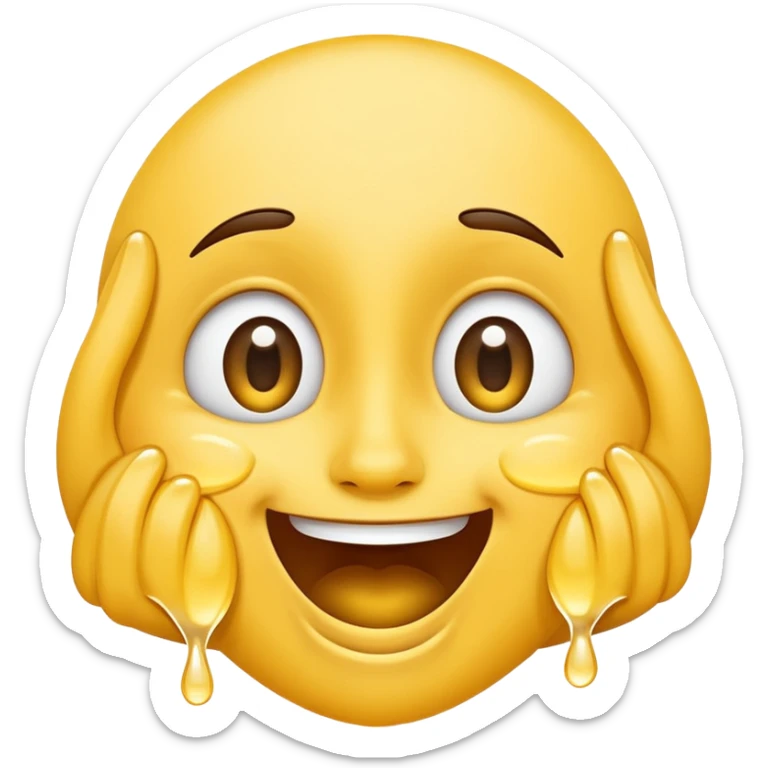 A joyful face emoji with wide eyes and a big smile, tears of laughter flowing.  sticker