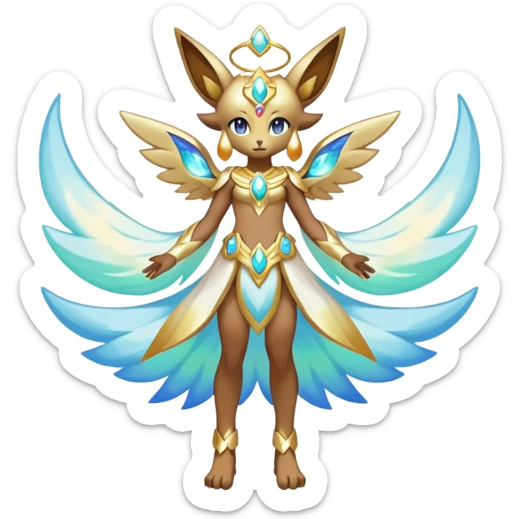 Anthro Sona Colorful Ethereal Godly Celestial Shiny Fakemon Full Body sticker