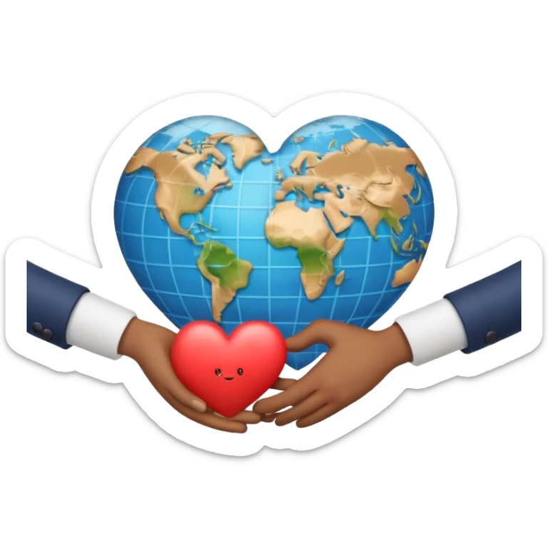 Emoji with whole body and Shake hands emoji with heart and globe showing negotiation of climate change  sticker
