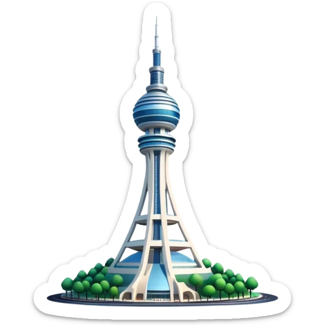 Cinematic Realistic N Seoul Tower Landmark Emoji, showcasing a futuristic tower with panoramic views rendered with sleek textures and vibrant, modern lighting. sticker
