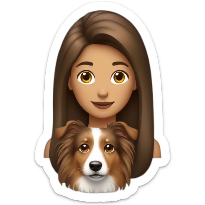 broun hair yong woman with a sheltie dog sticker