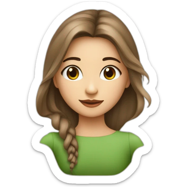 Moi une fille avec les yeux verts la peau blanche les cheveux très longs châtain et ondulé sticker