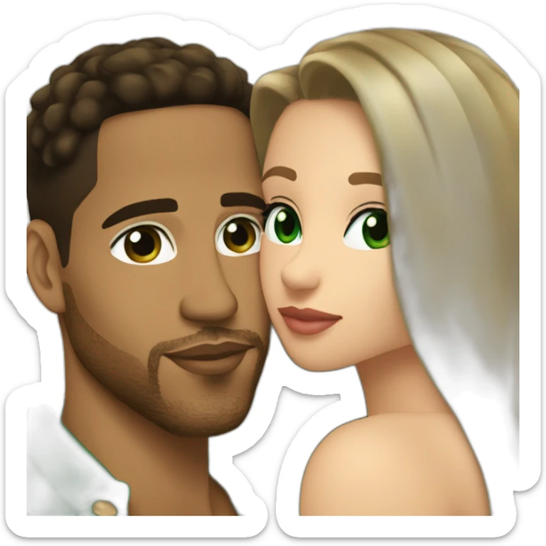 kiss-kiss romeo santos and girl green eyes and very long dark blond hair sticker