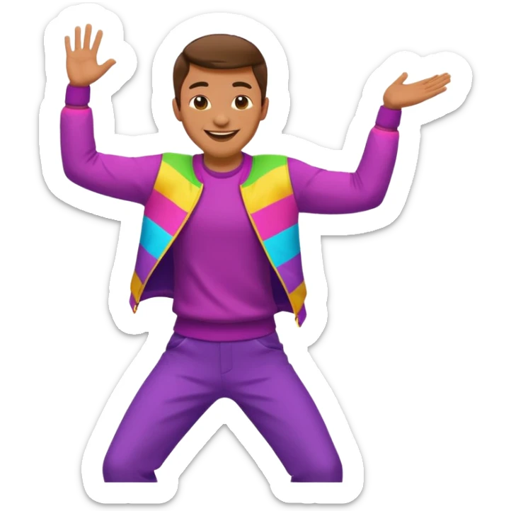 create a person emoji of Barcavibe is the superpower name Brings energy, momentum, and structure more fun and dancing more coloful male sticker