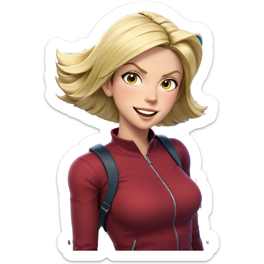 smiling girl in cityscape sticker