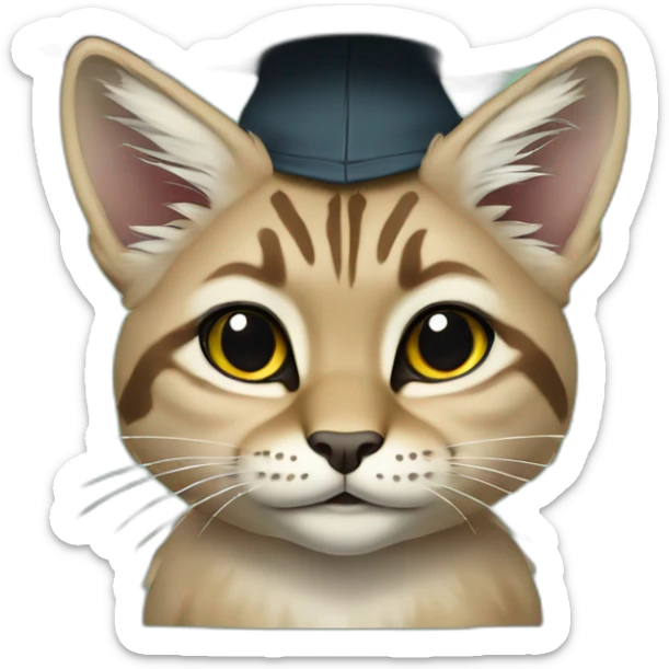 cuty lynx similar to baby yoda with a university mortarboard sticker