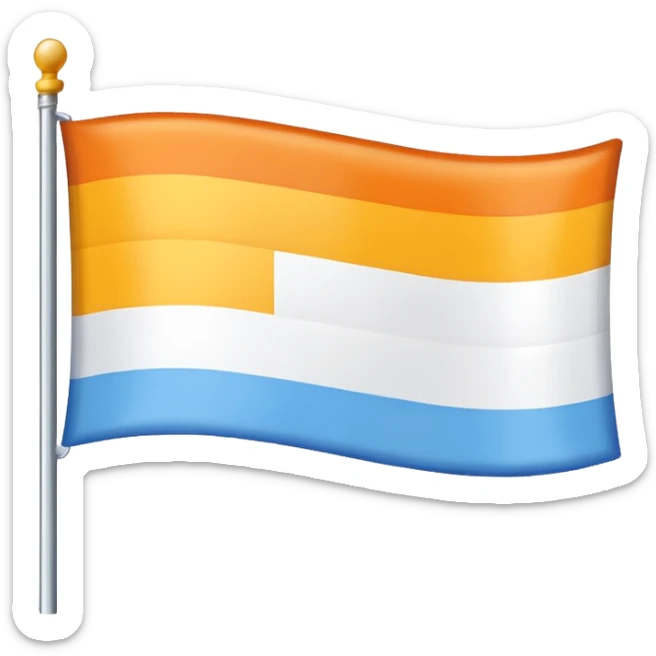 I want a flag made up of orange, Yellow, white, sky blue, and blue sticker