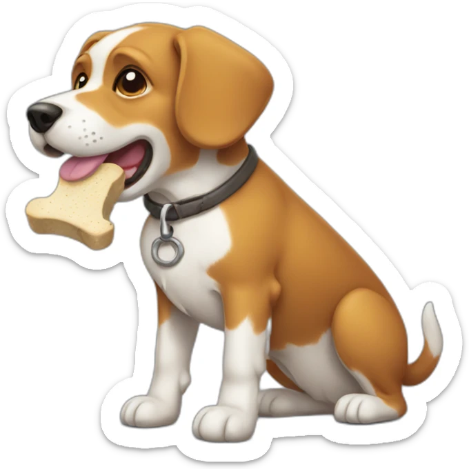 dog with a bone sticker