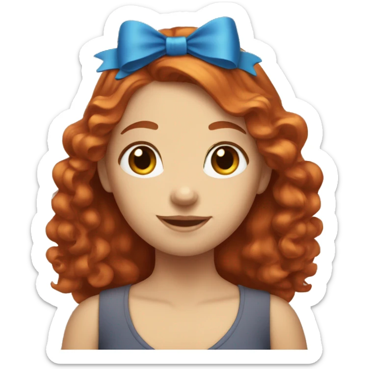 "redhair girl with blue bow in her hair" sticker