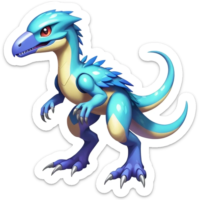 Shiny Sparkly Nebula Futuristic Fakemon-Pokemon-Digimon-Spectrobes-Raptor-fusion, full body sticker
