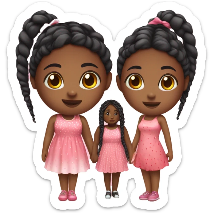 Black girl with braids, chubby and with a pink strawberry dress very cute  sticker