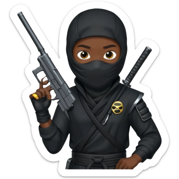 Una persona que sea así 🥷 pero con una pistola  sticker