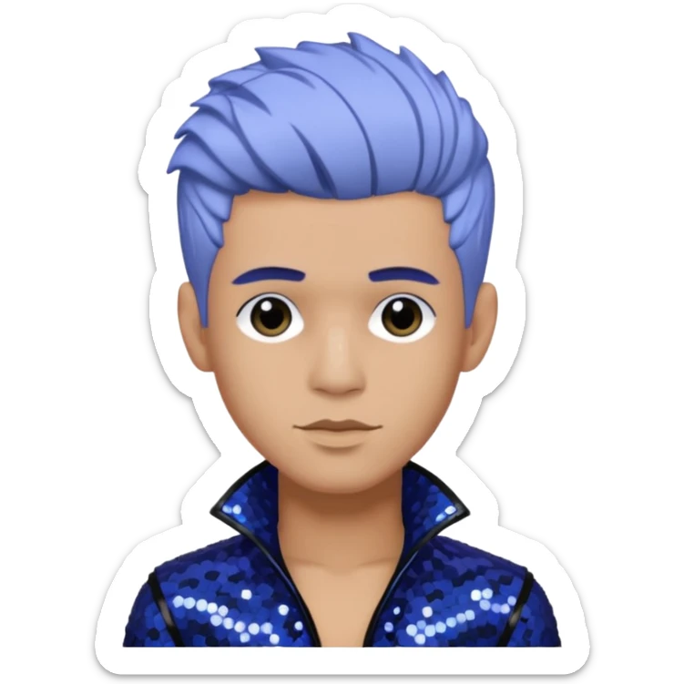 Rauw Alejandro, Puerto Rican Singer with periwinkle hair, black sequin outfit sticker