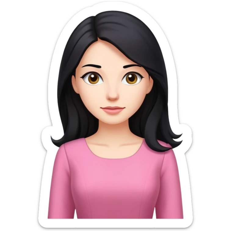 Business dress pink woman caucasian long black hair girl sticker