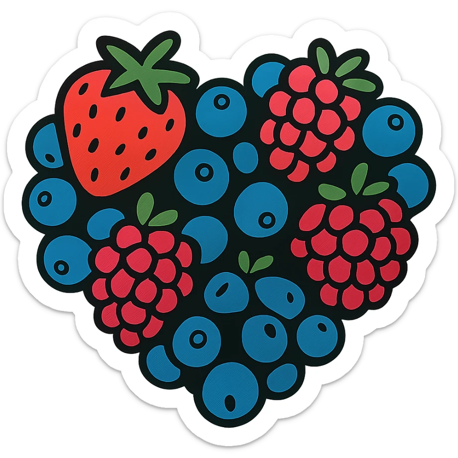 heart shape made out of berries sticker