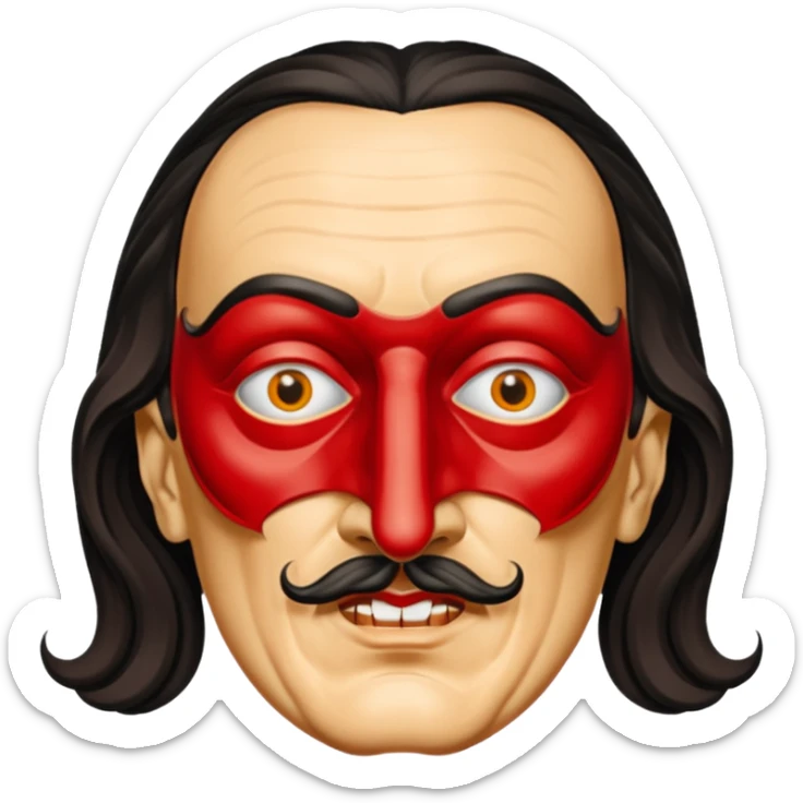 Faites-moi un masque de Salvador Dali d'une manière réaliste, la même série que La Casa de Bapel, et faites-le paraître comme s'il portait du rouge Sans lunettes sticker