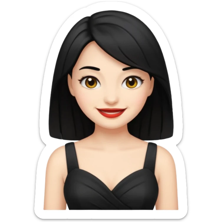 “Emoji girl, femme fatale, black hair. megan fox vibes black dress sticker