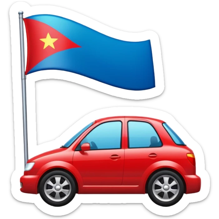 bandera mitad superior, azul y mitad inferior verde con una rueda de carruaje roja en el centro sticker