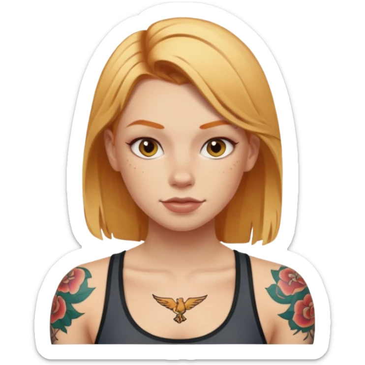 blonde tattoood girl and ginger athleticic girl sticker
